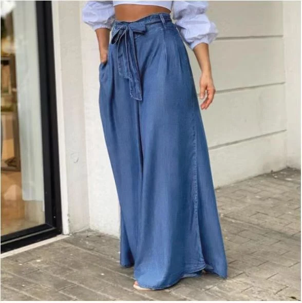 Calças Femininas Casuais de Perna Larga Conforto e Estilo Moderno Ampla Variedade de Cores e Tamanhos Perfeitas para um Visual Casual Sofisticado e Livre — foto 5