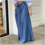 Calças Femininas Casuais de Perna Larga Conforto e Estilo Moderno Ampla Variedade de Cores e Tamanhos Perfeitas para um Visual Casual Sofisticado e Livre — foto 5