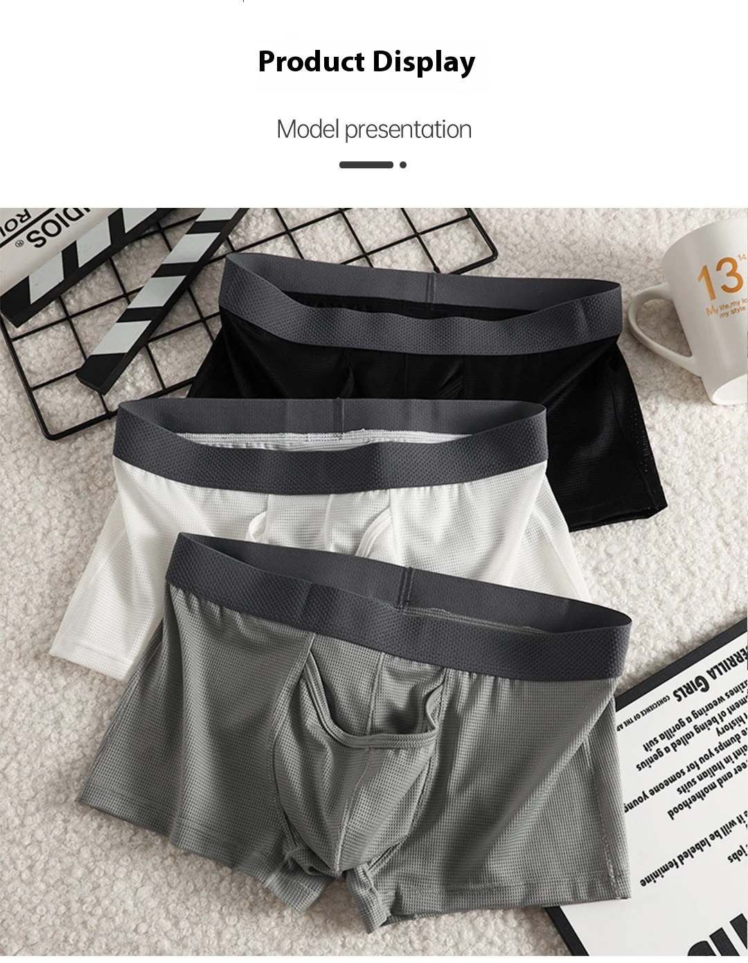 Title 6, Mens Ice Silk Boxer Mesh Breathable Underwear,...