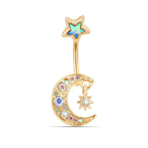 Title 2, Moon Star paslanmaz çelik göbek takısı. Parlak ...