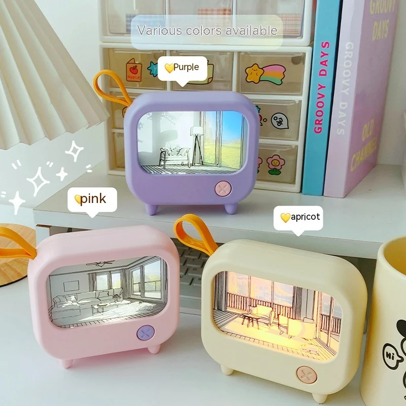 Title 2, Small TV Night Lamp Creative Bedroom Bedside Mi...
