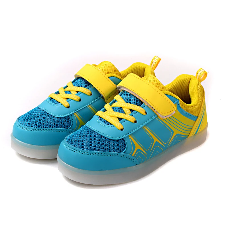 Children's Luminous Shoes USB Charging Girls Lighting LED Mesh Flash Boys Breathable Sneakers With Lights Medium and Big — photo 46
