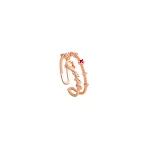 Anel de dedo indicador feminino com design de camada dupla em Champagne, elegante e sofisticado, ideal para adicionar um toque de glamour ao seu visual. — foto 3