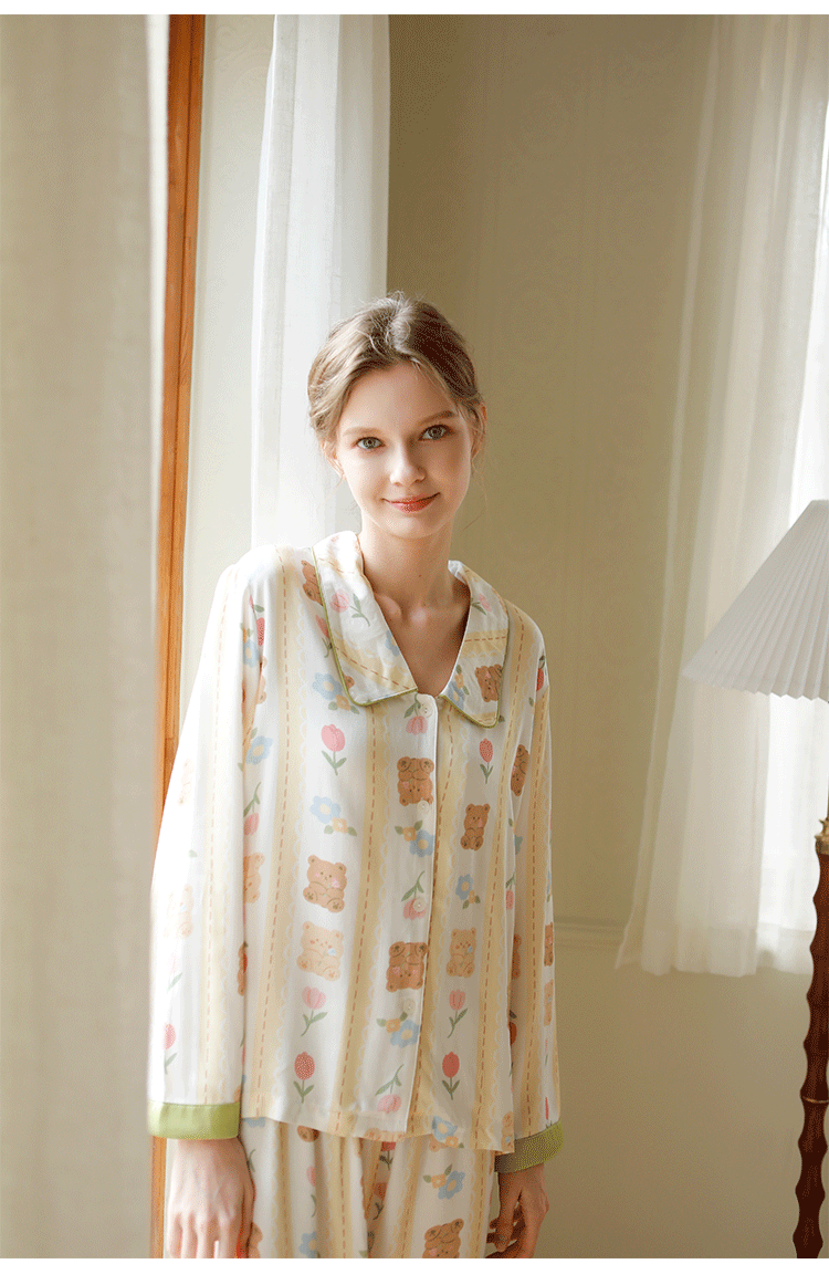 Title 12, Womens Tribute Satin Home Wear Long Sleeved Pa...