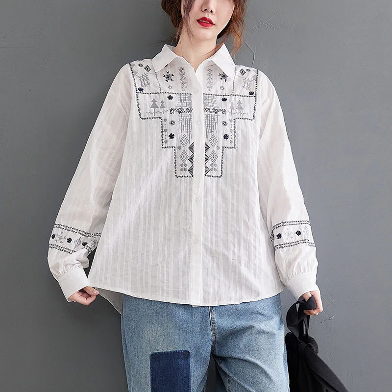 Title 5, Fat Womens Long-sleeved Loose-fitting Shirt Pl...