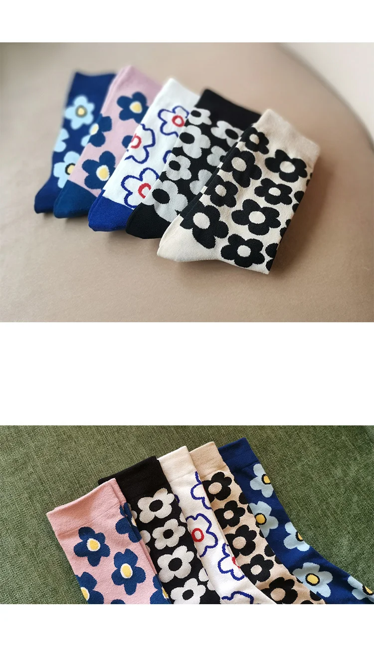 Title 2, Cute cartoon flower socks cotton girl in stockings