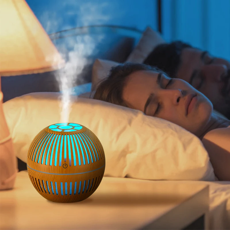 Title 3, Hollow wood grain aromatherapy humidifier for a...