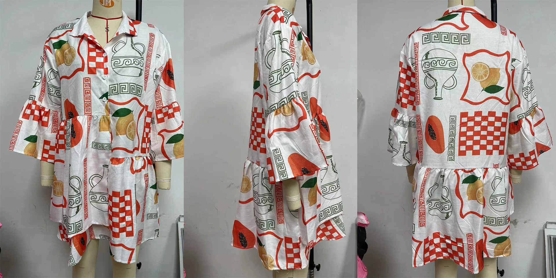 Title 10, Horn Sleeve Ethnic Style Loose Shirt Short Dress