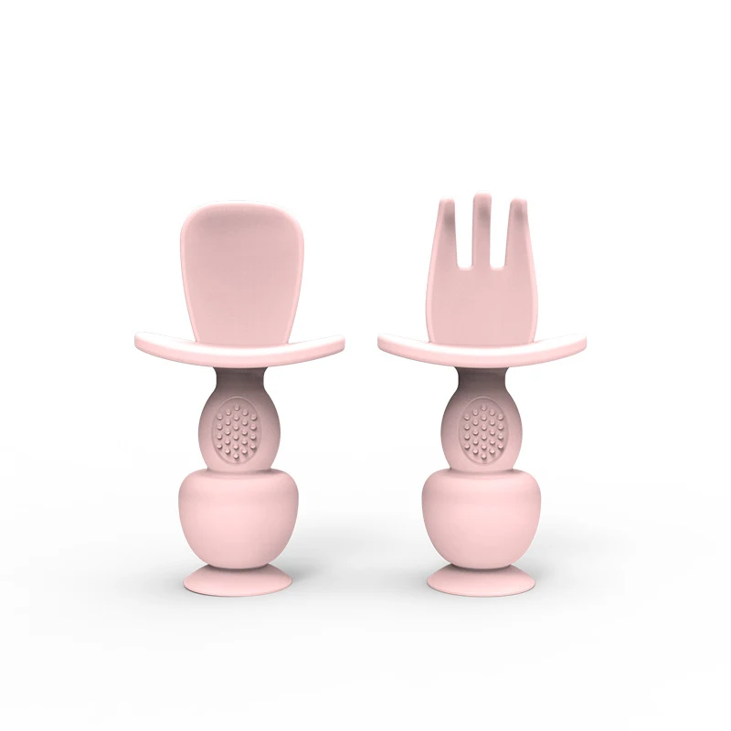 Baby Silicone Spoon and Fork Set Training Food Supplement. Encourage self-feeding and make mealtime easier. Soft, safe, — photo 5