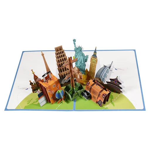 Title 8, 3D Three-dimensional Travel Card Handmade Paper...