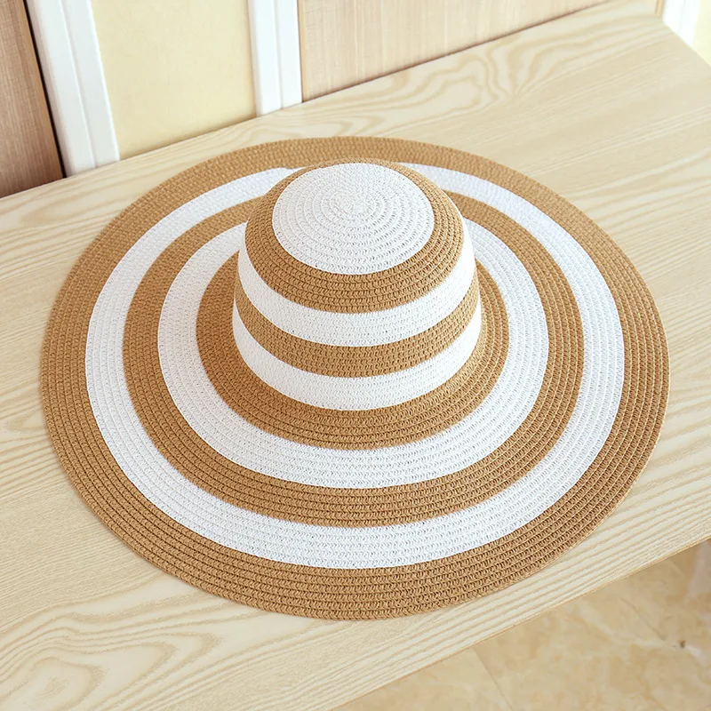 Title 4, Striped Beach Hat Sun Visor Straw Hat Large Bri...