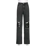 Dames jeans met hoge taille, losse pasvorm en wijde pijpen voor een comfortabele en trendy look, perfect voor dagelijks gebruik — foto 4