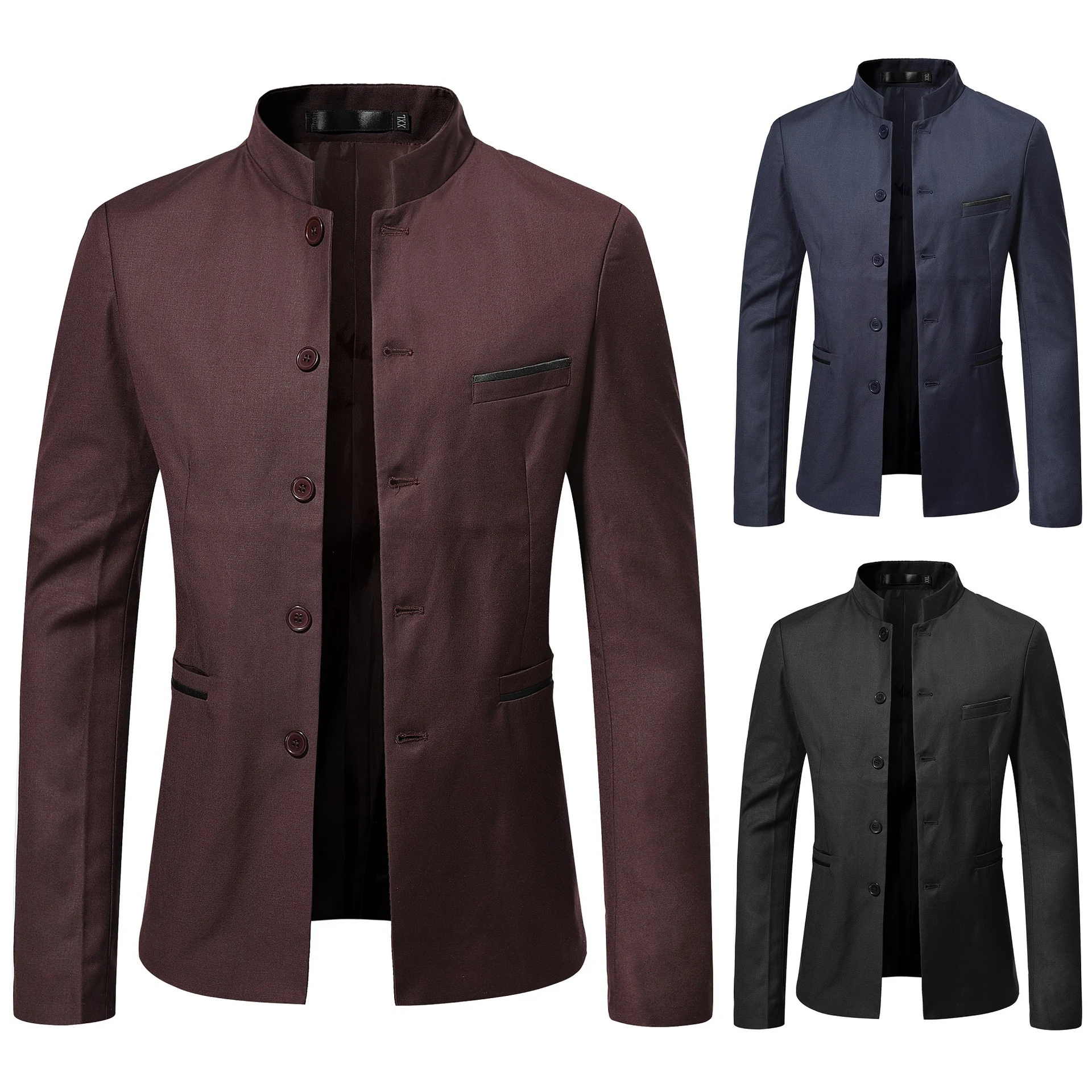 Jaqueta Slim de Terno Masculina com Gola Alta Caimento Impecável, Design Moderno, Ideal para um Visual Elegante e Profissional — foto 2