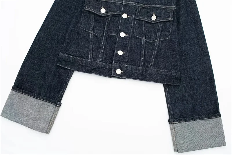 Title 3, Giacca in denim da donna con maniche arricciate...