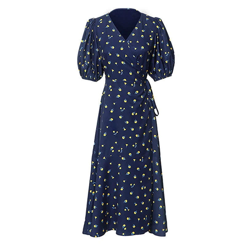 Platycodon Grandiflorum Retro Gentle Blue Floral Dress, a comfortable and stylish dress for women, perfect for everyday — photo 6