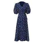 Platycodon Grandiflorum Retro Gentle Blue Floral Dress, a comfortable and stylish dress for women, perfect for everyday — photo 6