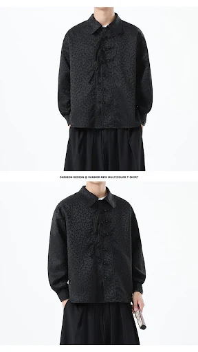 Title 8, Camisa com design original solto, estilo chinês...