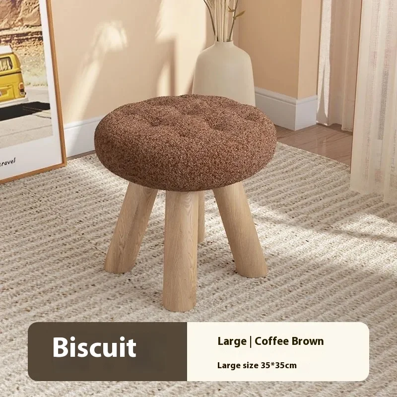 Short Stool Soft Sitting Chair Girl Heart Bedroom Solid Wood Round Bench, Comfortable & Stylish Seating for Any Bedroom — photo 3