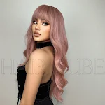 Peruca Qi Bangs Cabelos Longos Cacheados Ondulados Grandes Transforme seu visual com cachos volumosos e um estilo elegante e sem esforço. — foto 6