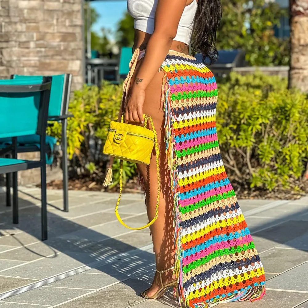Saia de praia casual com alça de borla e gancho — Leveza e estilo para o verão! Conforto e elegância à beira-mar ou em dias ensolarados. — foto 5