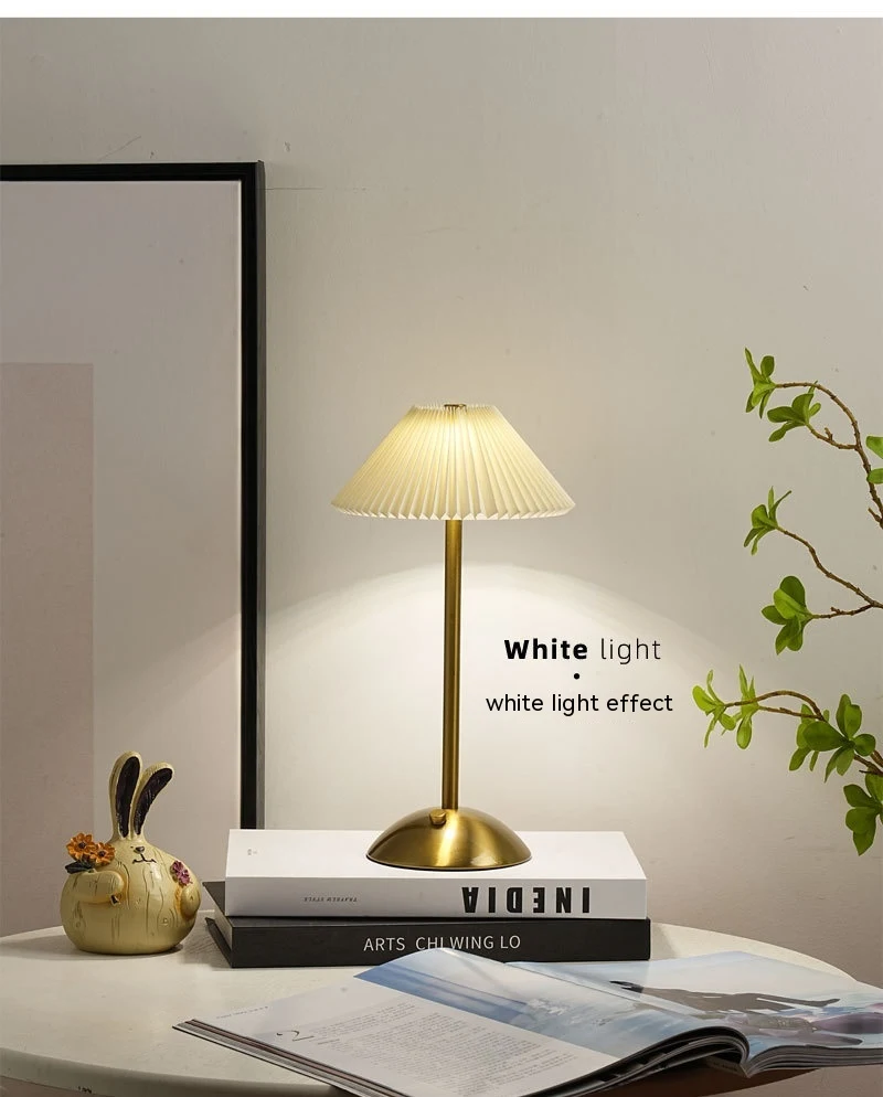 Title 3, Bedroom Bedside Lamp Pleated Atmosphere Chargin...
