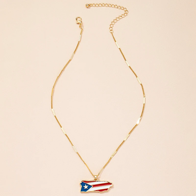 Colar com pingente de bandeira fashion feminino Corrente de clavícula Elegância patriótica para um look estiloso e moderno. — foto 9