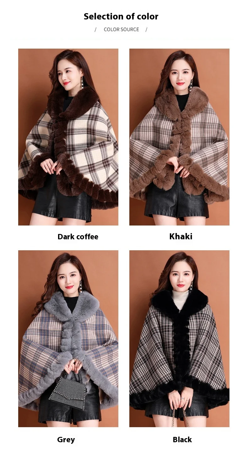 Title 7, Womens Cape and Shawl Coat, Thickened Cloak, W...