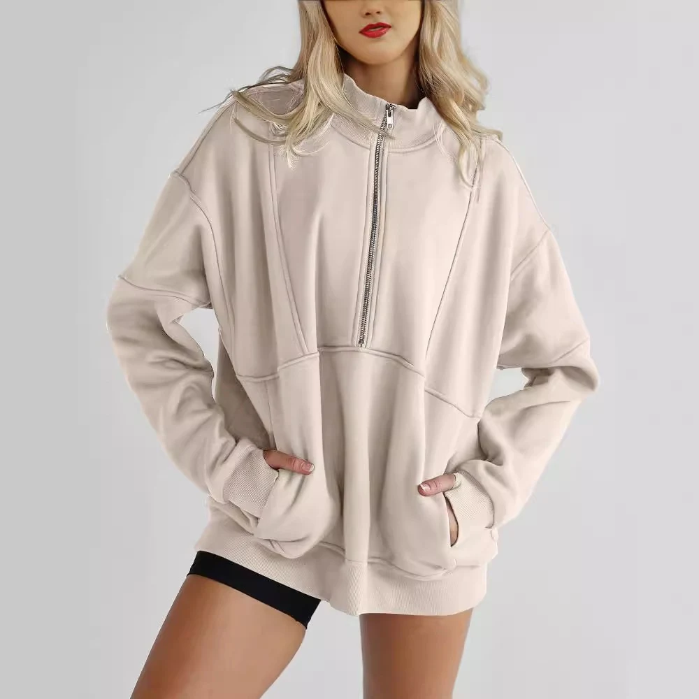 Moletom feminino casual esportivo com bolso com zíper, ideal para exercícios e uso diário. Conforto e estilo em uma só peça de roupa. — foto 12