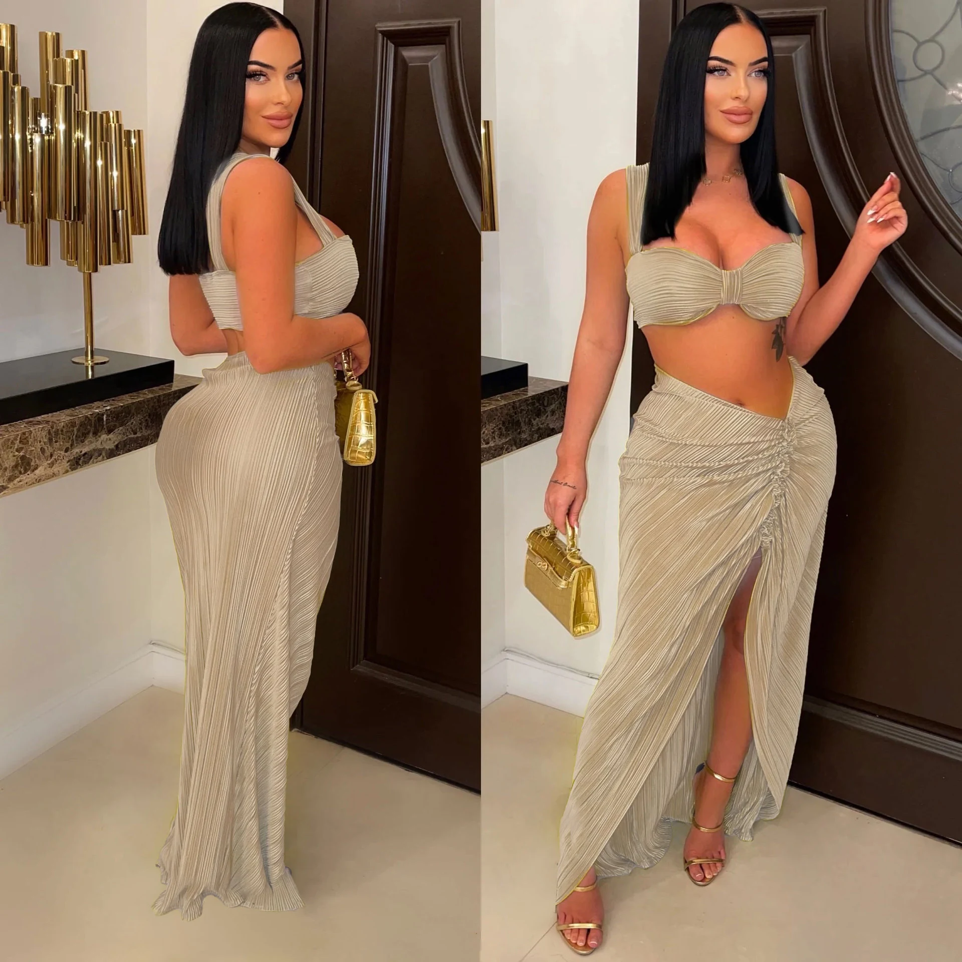 Title 9, Strap Split Dress Two-piece Set Nightclub Uniforms