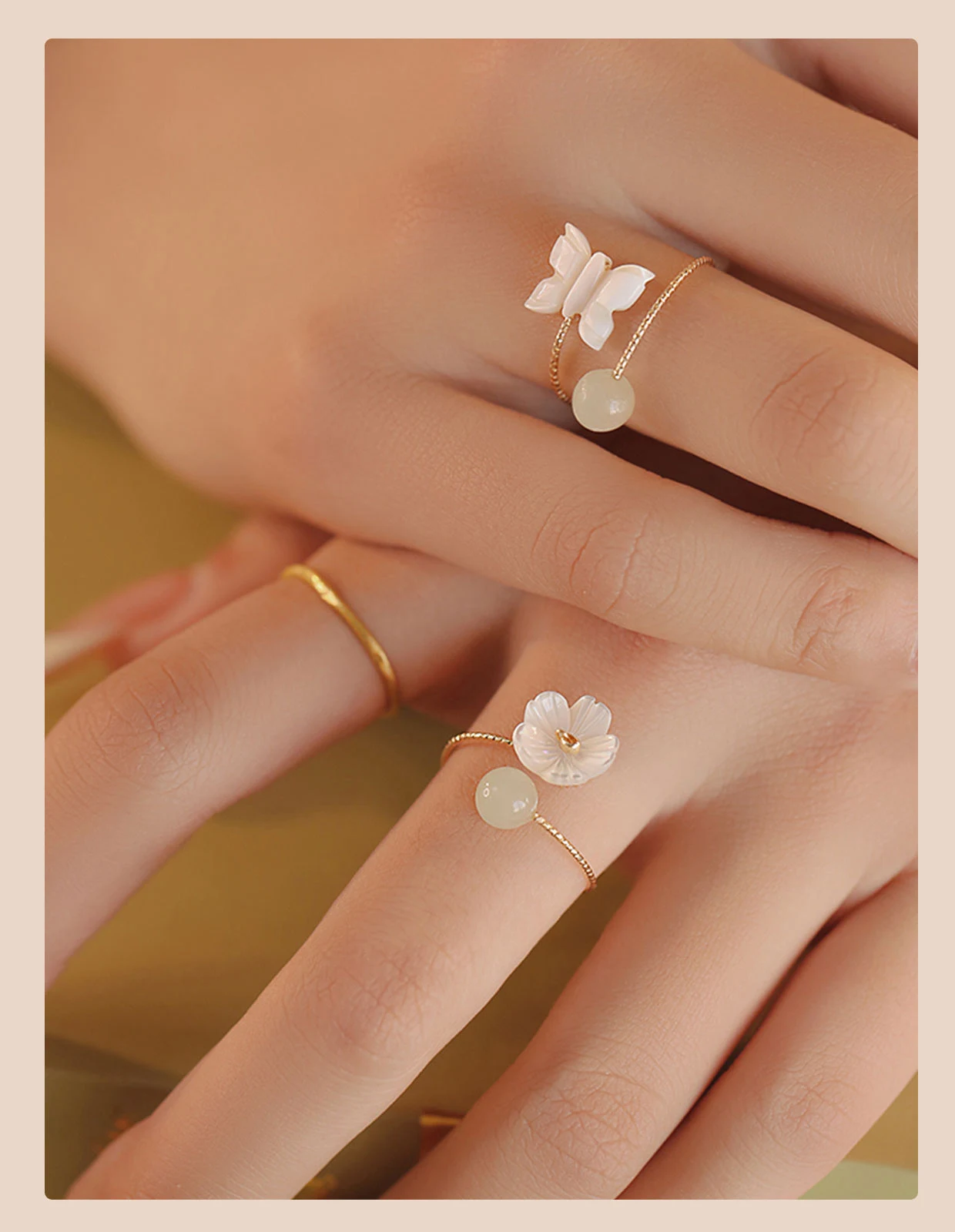 Anel de Jade Hetian Natural Feminino. Adicione um toque de beleza natural e elegância atemporal ao seu estilo. Um acessório perfeito para mulheres. — foto 13