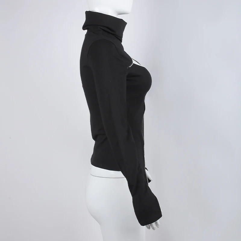 Title 7, Womens Stitching Oblique Zipper Irregular Top....