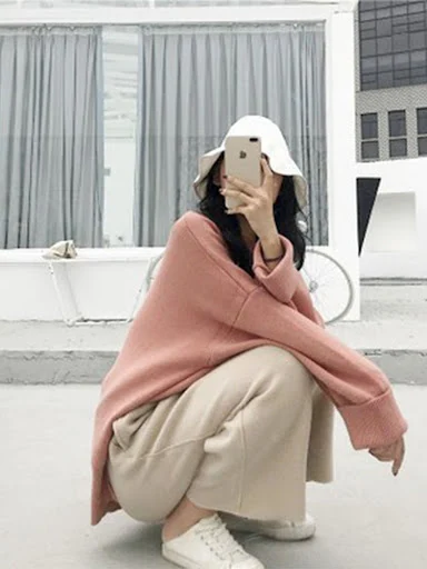 Title 2, Lazy Style Loose Sweater Wide Leg Pants Suit Women