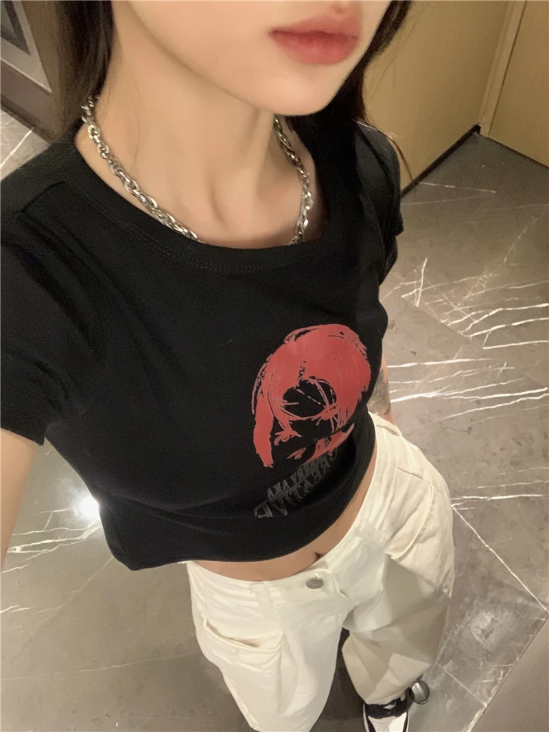 Title 4, Womens Cotton Navel Exposed Short-sleeved T-sh...