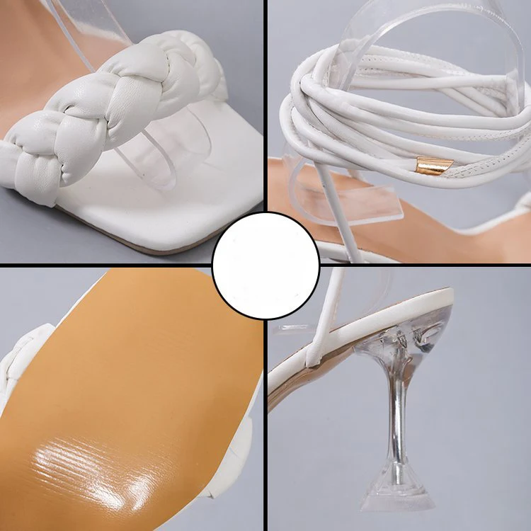 Title 4, Geweven Strappy Sandalen Vierkante Neus Stilett...