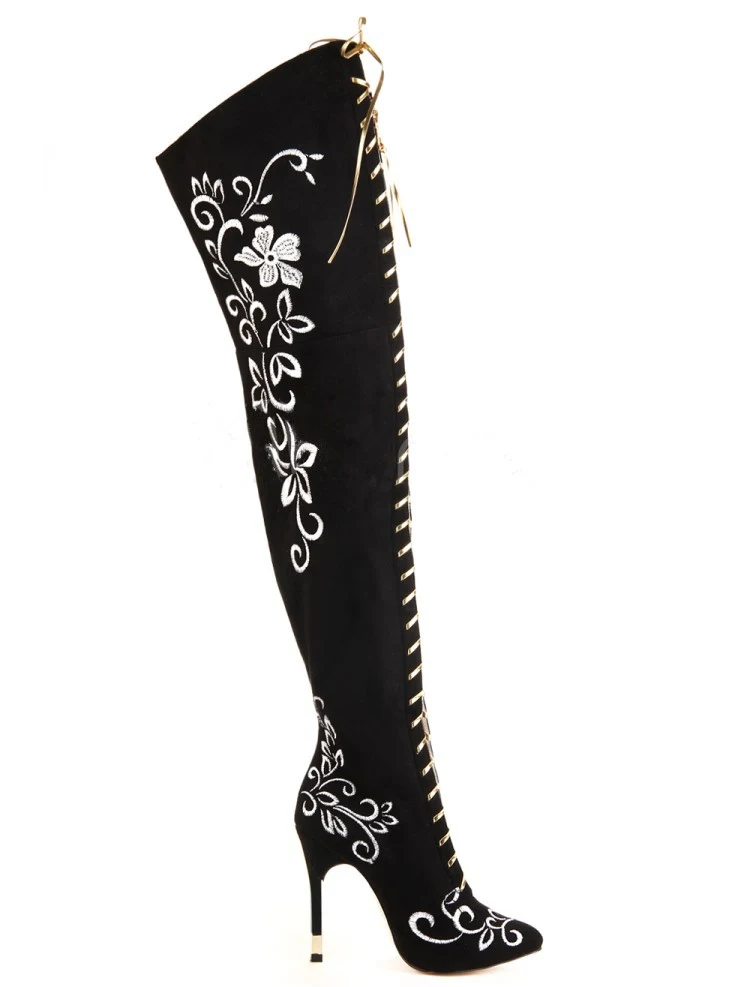 Title 9, Elegant Embroidered Over the Knee Boots with Zi...