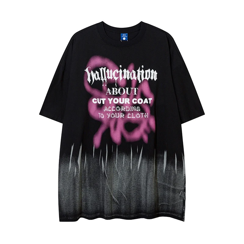 Title 14, Abstract Pattern Gradient Loose Mens Top. Expe...