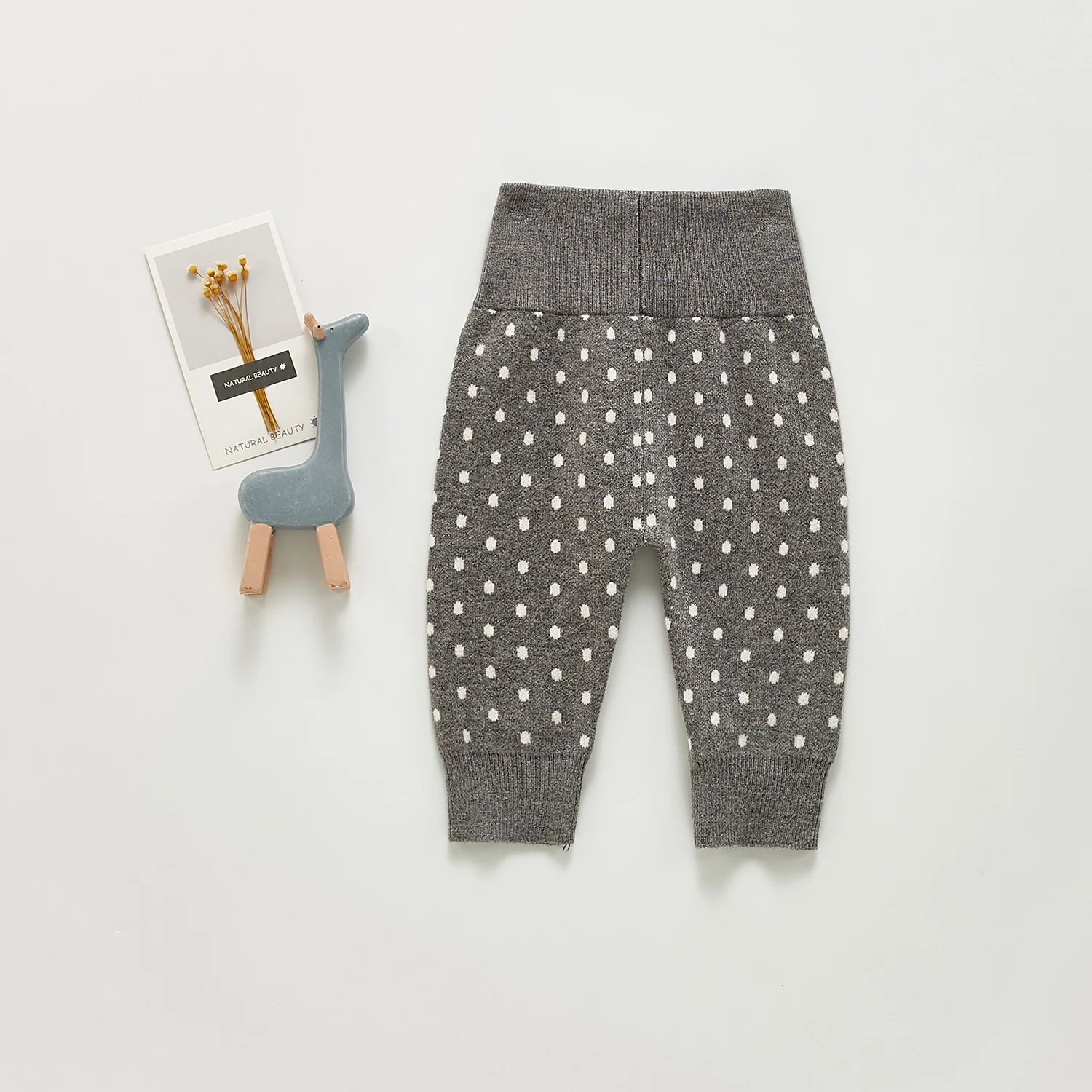 Kinderkatoenen gebreide broek met stippen, zacht en comfortabel. Perfect om te spelen, ademend en ideaal voor dagelijks gebruik. Kies de beste! — foto 2