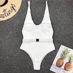 Solid color belt buckle integrated bikini designed for a flattering fit and a stylish look at the beach or by the pool. — photo 10