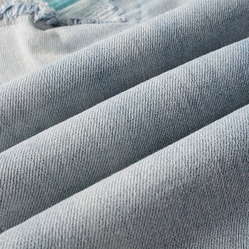 Title 8, Mens baby blue wash water worn patch torn jean...