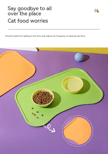 Title 5, Silicone dog and cat pet placemat, anti-overflo...