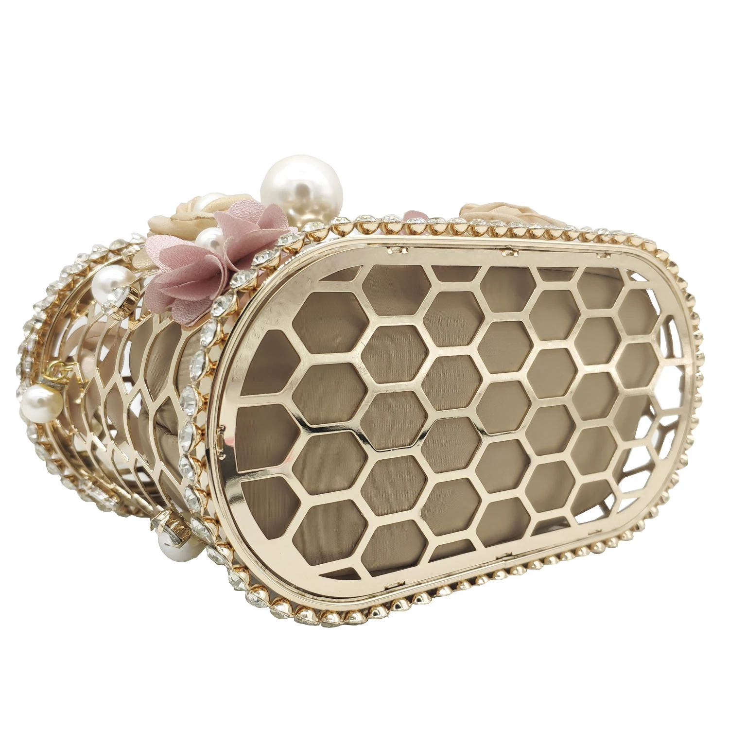 Title 9, Pearl and Diamond Flower Handbag Drawstring Por...