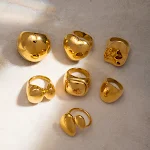 Anel Ovalado Chubby de Aço Inox 18K Dourado com Textura Fashion, Estilo Simples e Moderno, Joia para Mulheres com Design Único. — foto 20