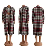 Women's Long Sleeve Lapel Plaid Woolen Coat, a warm and stylish outerwear piece for fall and winter, offering comfort an — photo 4