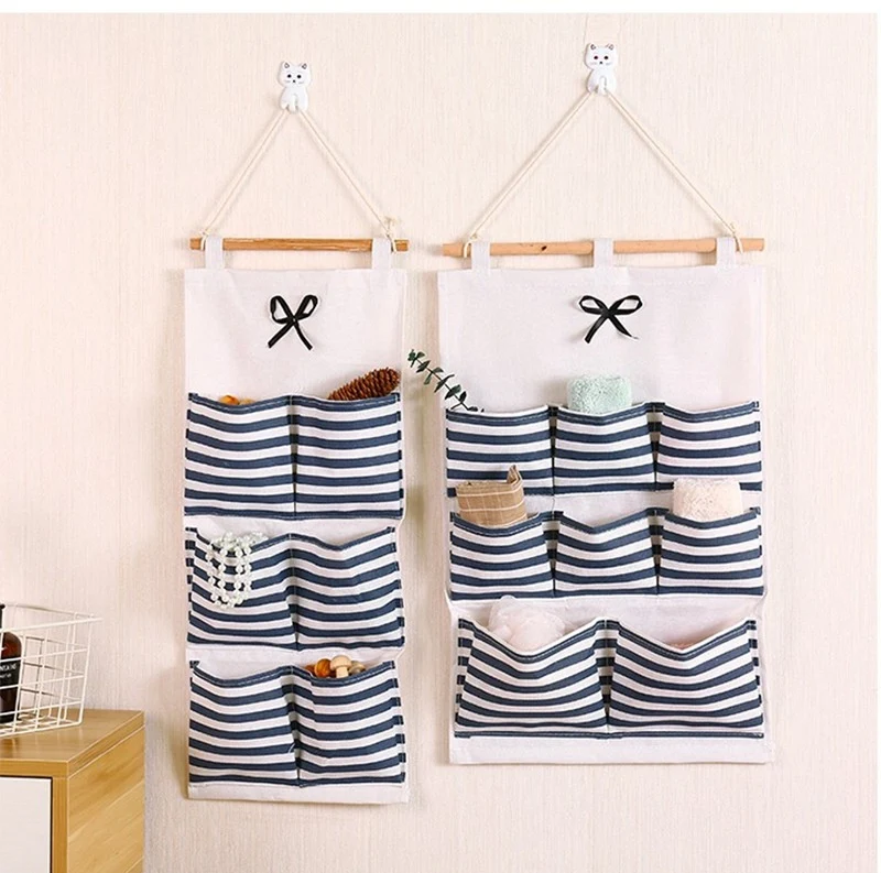 Title 7, Cotton and Linen Fabric Wall-mounted Storage Ba...