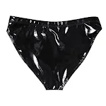 Hüftbetonte High Waist Damen Unterhose aus glänzendem Lackleder, umwickelt, für einen stilvollen und auffälligen Look. — foto 4