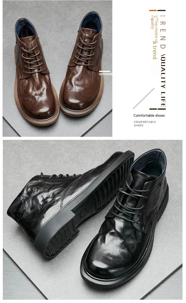Title 12, Męskie wysokie buty Martin w stylu biznesowym z...
