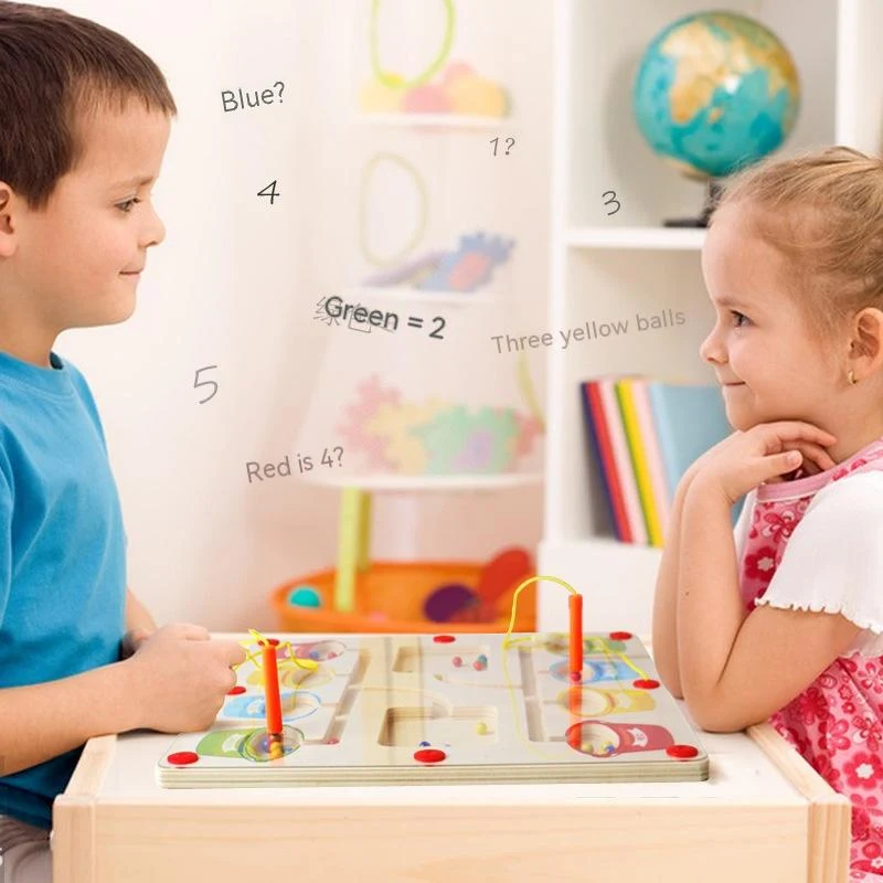 Brinquedos educativos de contas magnéticas de madeira para crianças, estimulam o pensamento e a aprendizagem. Desenvolve habilidades. — foto 1