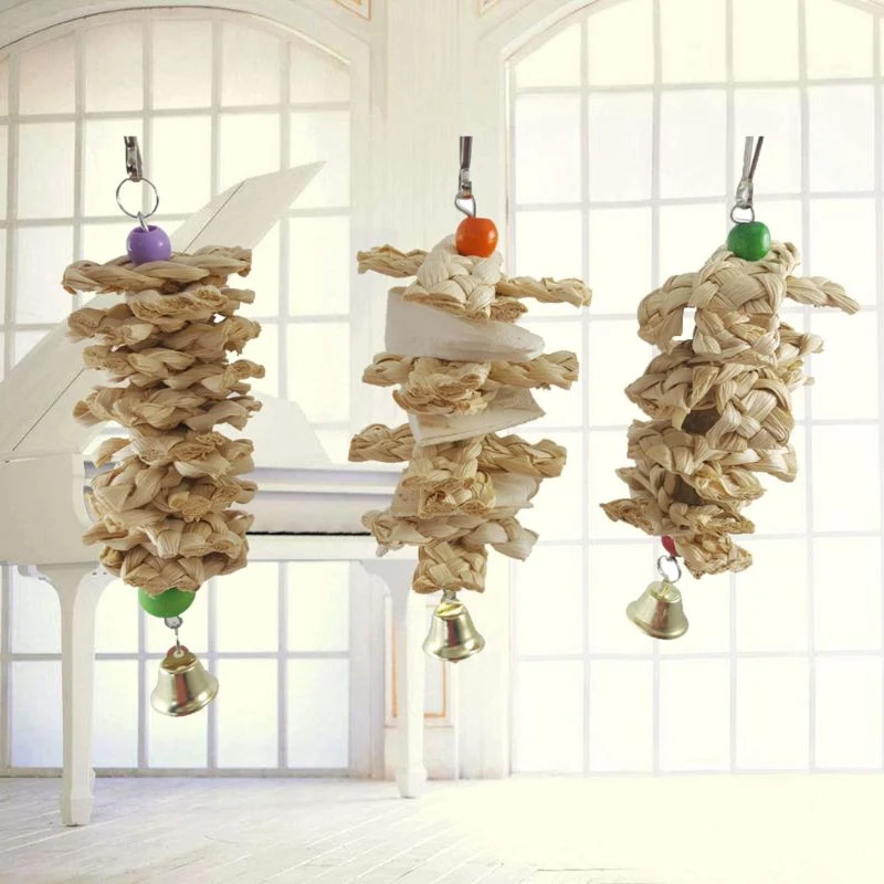 Title 4, Pet Parrot Bird Natural Grass Toys Chewing Bite...