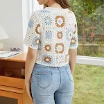 Slimming retro hollow out knitted top, designed to flatter your figure and provide a comfortable, stylish, and vintage-i — photo 3