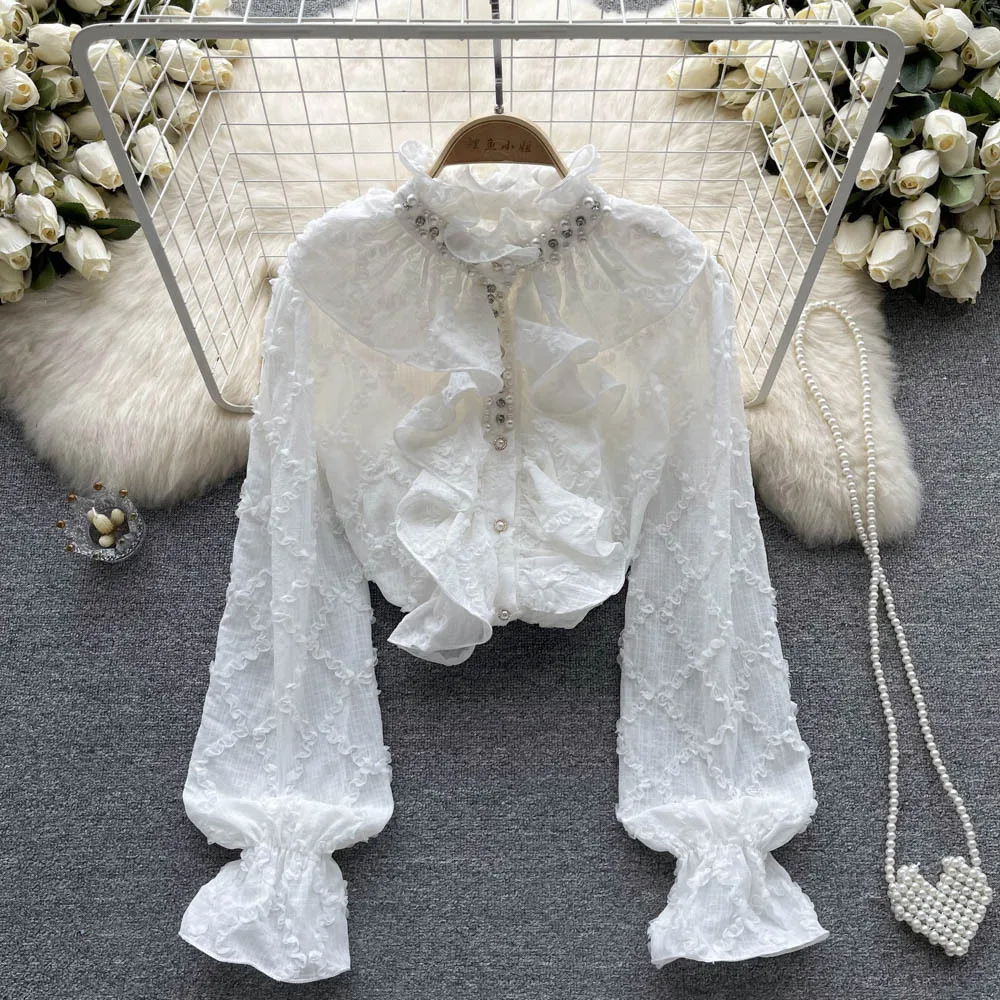 Title 1, Ruffled Flared Sleeve Shirt Autumn Jacket Women...